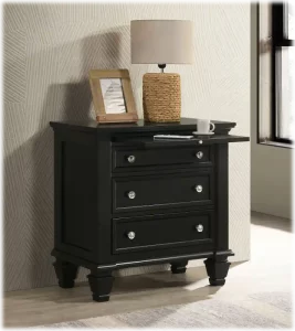 bedroom set coaster sandy beach black 201322 nightstand in room with shelf extended