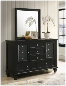 bedroom set coaster sandy beach black 201323 dresser with mirror in room