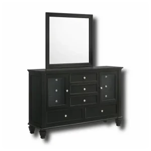 bedroom set coaster sandy beach black 201323 dresser with mirror with white bg