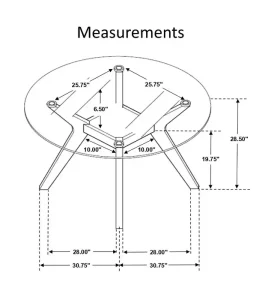 dining coaster paxton 122180 table measurements