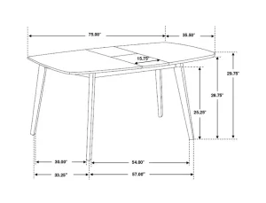 dining coaster redbridge 106591 table with leaf measurements