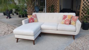 Mid-Century Modern Sofa with chaise HM Richards with Sand Fabric