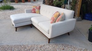 Mid-Century Modern Sofa with chaise HM Richards with Sand Fabric