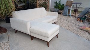 Mid-Century Modern Sofa with chaise HM Richards with Sand Fabric