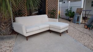 Mid-Century Modern Sofa with chaise HM Richards with Sand Fabric