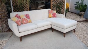 sofa with chaise hm richards sand fabric